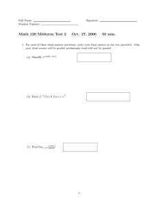 Math 120 Midterm Test 2 Oct. 27, 2006 50 min.