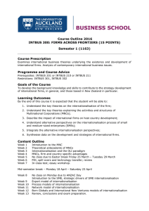 Course Outline 2016 INTBUS 300: FIRMS ACROSS FRONTIERS (15 POINTS)