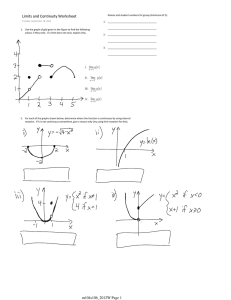 Limits and Continuity Worksheet