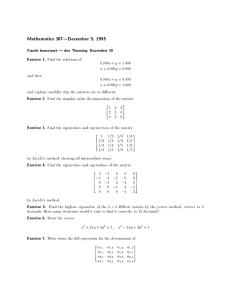 Mathematics 307|December 5, 1995 Fourth homework | due Thursday, November 30