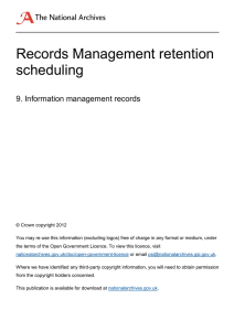 Records Management retention scheduling  9. Information management records