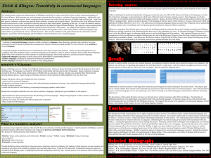 Elvish &amp; Klingon: Transitivity in constructed languages Abstract: