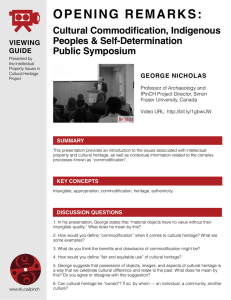 OPENING REMARKS:  Cultural Commodification, Indigenous Peoples &amp; Self-Determination