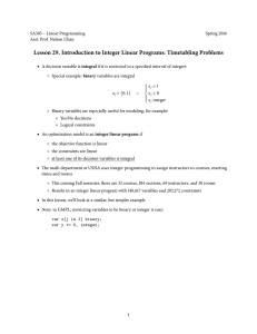 Lesson 29. Introduction to Integer Linear Programs: Timetabling Problems