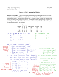 Lesson 5. Work Scheduling Models