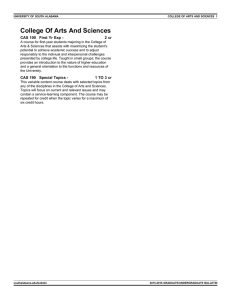 College Of Arts And Sciences CAS 100 First Yr Exp -