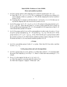 Math 422/501: Problem set 2 (due 23/9/09) Direct and semidirect products 1.