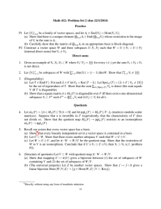 Math 412: Problem Set 2 (due 22/1/2014) Practice } ∈ End(V