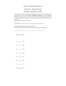Math 101 Fall 2001 Exam 2 Instructor: Richard Stong
