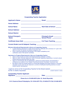 Cooperating Teacher Application Applicant’s Name: __________________________  Email: ___________________