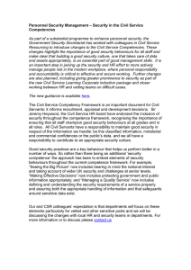 – Security in the Civil Service Personnel Security Management Competencies