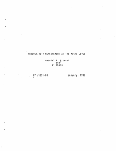 January, 1983 PRODUCTIVITY  MEASUREMENT  AT  THE  MICRO ... Gabriel  R. Bitran*