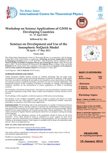 Workshop  on Science Applications of GNSS in Developing  Countries