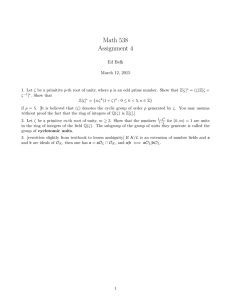 Math 538 Assignment 4 Ed Belk March 12, 2015