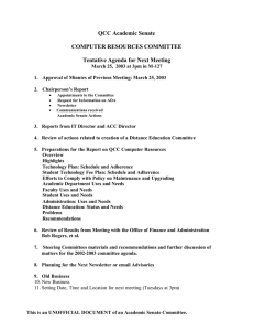 QCC Academic Senate COMPUTER RESOURCES COMMITTEE  Tentative Agenda for Next Meeting