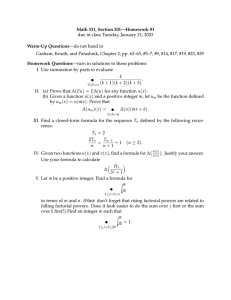 Math 331, Section 201—Homework #1 Warm-Up Questions —do not hand in