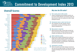 Commitment to Development Index 2013 1 Overall Scores Why does the CDI matter?