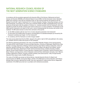 NATIONAL RESEARCH COUNCIL REVIEW OF THE NEXT GENERATION SCIENCE STANDARDS