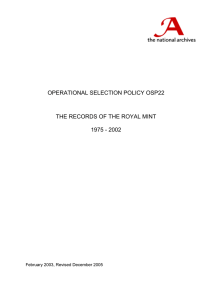 OPERATIONAL SELECTION POLICY OSP22 THE RECORDS OF THE ROYAL MINT