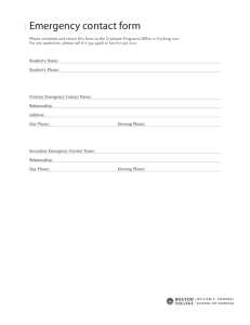 Emergency Contact Form - Nursing School