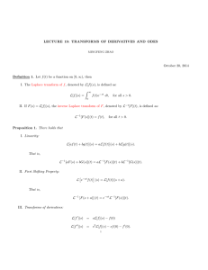 LECTURE 19: TRANSFORMS OF DERIVATIVES AND ODES October 20, 2014