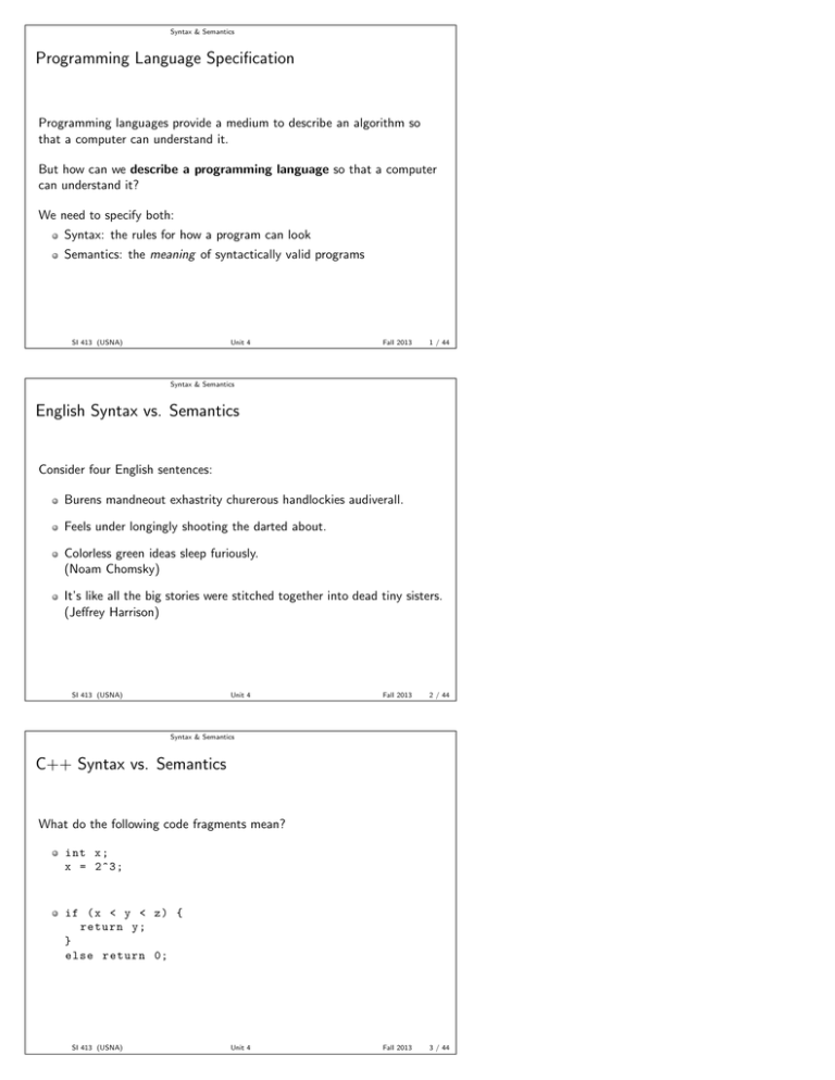 Programming Language Specification