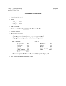 Final Exam – Information