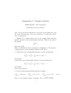 Assignment 2 - Complex Analysis MATH 440/508 – M.P. Lamoureux