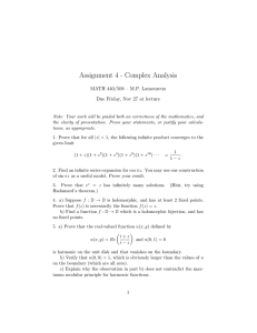Assignment 4 - Complex Analysis MATH 440/508 – M.P. Lamoureux