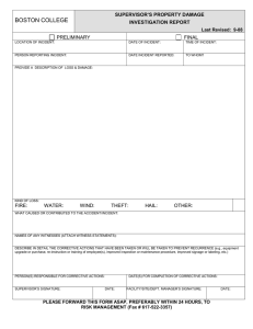 BOSTON COLLEGE SUPERVISOR’S PROPERTY DAMAGE INVESTIGATION REPORT