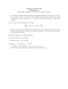 Math 312, Section 102 Homework #1 a