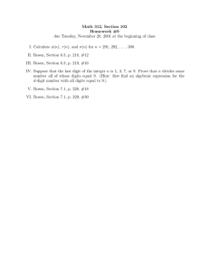 Math 312, Section 102 Homework #9 φ
