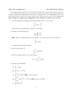 Math 105, Assignment 3 Due 2015-02-25, 4:00 pm