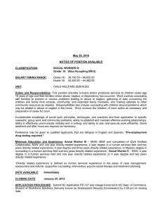 May 29, 2016 NOTICE OF POSITION AVAILABLE CLASSIFICATION: