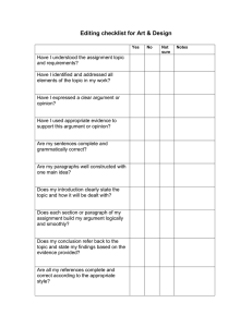Art & Design Editing Checklist