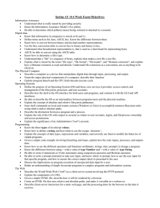 Spring AY 14 6 Week Exam Objectives: