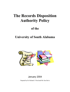 The Records Disposition Authority Policy of the