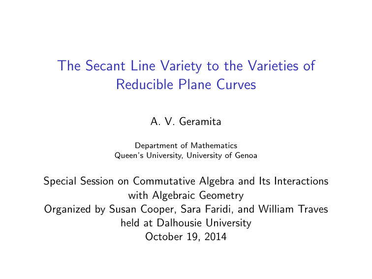 The Secant Line Variety To The Varieties Of Reducible Plane Curves