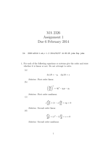 MA 2326 Assignment 1 Due 6 February 2014