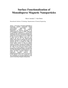 Surface Functionalization of Monodisperse Magnetic Nanoparticles  Marco Lattuada, T. Alan Hatton