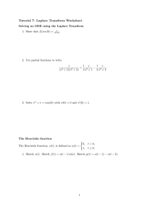 Tutorial 7: Laplace Transform Worksheet