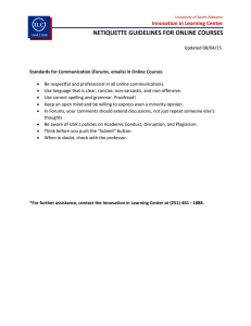 NETIQUETTE GUIDELINES FOR ONLINE COURSES Innovation in Learning Center