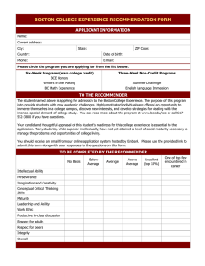 BOSTON COLLEGE EXPERIENCE RECOMMENDATION FORM  APPLICANT INFORMATION