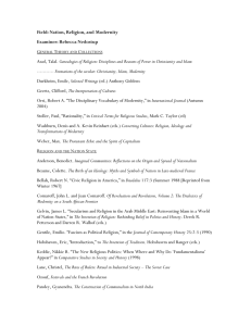 Field: Nation, Religion, and Modernity Examiner: Rebecca Nedostup G T