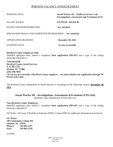 POSITION VACANCY ANNOUNCEMENT