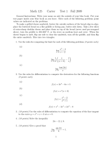 Math 125 Carter Test 1 Fall 2009