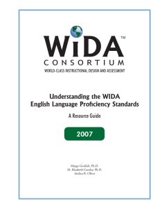 Understanding the WIDA English Language Profi ciency Standards 2007 A Resource Guide