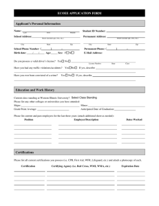 ECOEE APPLICATION FORM Applicant’s Personal Information