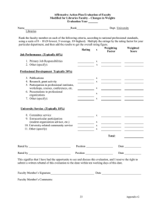 Affirmative Action Plan Evaluation of Faculty Evaluation Year
