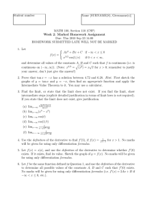 Student number Name [SURNAME(S), Givenname(s)] MATH 100, Section 110 (CSP)